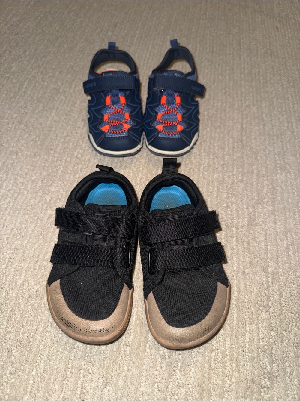 Carter's Black and Tan Kids Velcro Sneakers